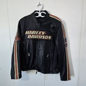 Harley-Davidson Black and Orange Leather Jacket
